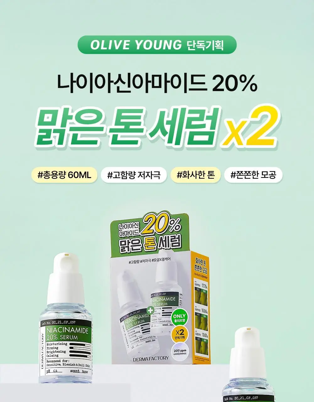[단독기획] 더마팩토리 나이아신아마이드 20% 세럼 30ml 2입 기획 상세페이지 1